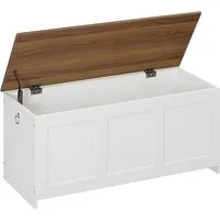 Hoobro Sitzbank (Truhen mit Stauraum, Spielzeugkiste mit Deckel), 100 cm Aufbewahrungstruhe, Truhe mit Sicherheitsscharnier