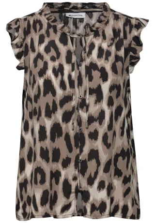 Street One - Blusentop mit Split Neck und Rüschen timeless beige - Gr. - 46