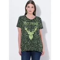 Ulla Popken T-Shirt T-Shirt Leomuster Hirsch Rundhals Halbarm