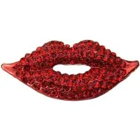 Ella Jonte Brosche, Kuss Lippen gold rot mit Strass Glitzer Ziernadel