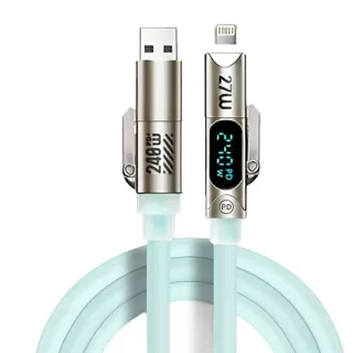 240W 4-in-1 Liquid Silicone Cable USB-A/Type-C to iP/Type-C Cable with LED Digital Display Fast Charging Data Transmissi