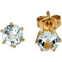 JOBO Paar Ohrstecker, rund 585 Gold mit Aquamarin