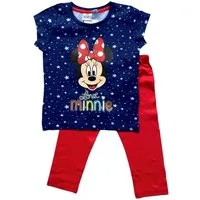 Disney Minnie Mouse Capri-Pyjama Minnie Mouse Mädchen Schlafanzug langer 7/8 Pyjama 98 104 110 116 128 Caprihose 7/8 Länge