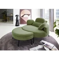 OTTO home Loveseat Riko Sessel, B: 110 cm, Sitzhöhe: 44 cm, XXL- Sessel, mit Stauraumhocker, Rückenstütze & 4 Zierkissen