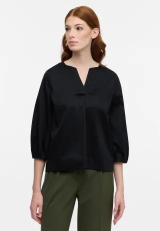 ETERNA - Satin Shirt Bluse Satingewebe 3/4-Arm schwarz - Gr. - 48/Dreiviertelarm