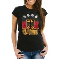 MoonWorks Print-Shirt Cooles Damen WM-Shirt Deutschland Flagge Vintage Fußball Sterne mit Print