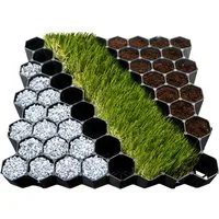 Kubus Rasengitter Gitterplatten, Strapazierfähiges Material, 50x50 cm, 50 x 50 cm, Schwarz