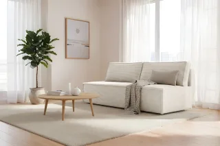 Sofa Designersofa AMANDA 3-Sitzer mit Schlaffunktion in Stoff Poso Altweiss