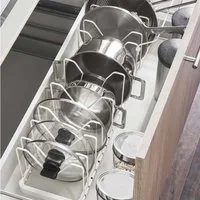 Yamazaki Schubladeneinsatz Tower, Kochtopf- und Deckelorganizer, für Pfannen, für Deckel, verstellbar