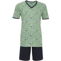 Ringella Shorty mit Fahrrad-Dessin auf grünem Fond und Bermuda-Hose (2 tlg) 100% Baumwolle
