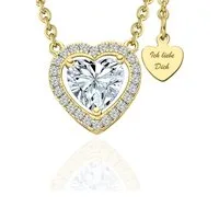 LOVENEST Herzkette Halskette Damen Silber 925 / Gold vergoldet mit Herz-Anhänger Zirkonia (Silberkette Anhänger Geschenke für Frauen Weihnachtsgeschenk Freundin, Geschenkset Damenkette Weihnachten Set), Sie Geburtstag Hochzeitstag Liebesbeweis Liebes