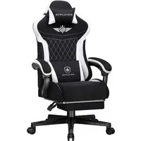 GTPLAYER Gaming-Stuhl Stoff Gaming Chair Ergonomisch Bürostuh PC Stuhl, 150kg Belastbarkeit, Schreibtischstuh mit Federsitzkissen und Fußstütze
