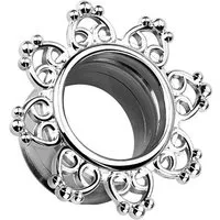 Taffstyle Plug Flesh Tunnel Ohr Plug Piercing Herzen Vintage Mandala Sonne, Ohrpiercing Tunnel Herzen Vintage Mandala Sonne Edelstahl
