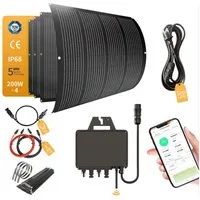 enjoy solar Balkonkraftwerk 800W RC® MI2S-800D + 200W*4 Flexible Solarmodul + 5m Kabel usw., Monokristalline Siliziumzelle, (Set), „Plug-and-Play“: RC800W Balkon-PV-Anlage mit kompletter Steckdose