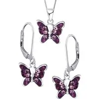 Limana Schmuckset filigraner Schmetterling Mädchen Kette Ohrringe 925 Silber Zirkonia (Set inkl. Schmuck-Dose), Geburtstag, Einschulung, Schulanfang, Ostern, Weihnachten, Nikolaus