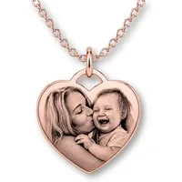 BS Schmuckdesign Kette mit Anhänger mit Gravur Foto Halskette Damen personalisiertes Geschenk Gravurkette Herzform (inkl. Gravur), personalisiert inkl. Geschenkbox