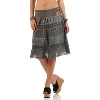malito more than fashion Sommerrock malito Damen Rock mit Blumen Strickmuster, Glockenrock mit Gürtel, Baumwollrock knielang