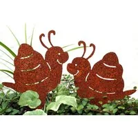 LB H&F Lilienburg Dekofigur Gartenstecker Dekostecker Beetstecker Gartendeko (Deko Herbst Terrasse Kübel Blumenstecker Teichdeko), Rost Metall Schnecke Schnecken Dekofigur Garten Herbstdeko