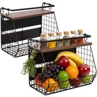 relaxdays Obstschale Obstkorb Wandregal magnetisch 2er Set, Eisen, A