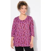 Ulla Popken Longshirt Shirt bedruckt A-Linie Rundhals 3/4-Arm