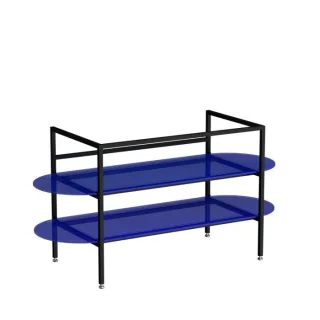 VitrA Liquid Waschtisch-Unterbau 66738 125x49,5x66cm, mit Glasablage, Korpus schwarz matt/Glasablage blau