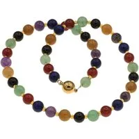 Bella Carina Perlenkette Kette mit Edelstein Perlen Amethyst Jade Onyx Lapislazuli Aventurin, Onyx. Aventurin, Karneol, Amethyst und Jade