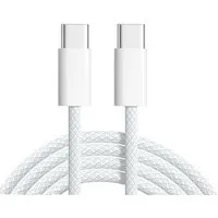 Ventarent Ladekabel USB-C auf USB- C, Weiß, 1 Meter - Gewebt- Smartphone-Kabel, USB-C, USB-C (100 cm), Schnelladekabel passend für Samsung, Apple und vielen andere Marken