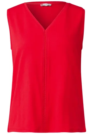 Street One - Jersey-Top mit Häkeldetails rot - Gr. - 38