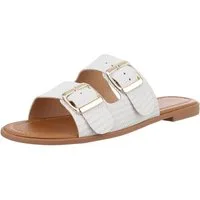 Ital-Design Komfortable Damen-Sandalen mit Eleganten Schnallen Pantolette (89322845) Blockabsatz Pantoletten in Weiß