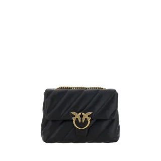 PINKO Schwarze Kalbsleder Bos Taurus Schultertasche