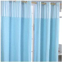Homescapes Gardine Gardinen Polka Dots & Streifen blau 2er Set 182 x 137 cm