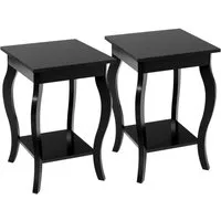 COSTWAY Nachttisch (2-St), mit Ablage, 2 Ebene Beistelltisch Holz, 40x40x60cm