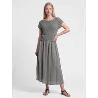 PEKIVESSA Sommerkleid Lässiges Midikleid im angesagten Lagen-Look aus Baumwolle-Leinen-Webstoff