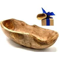 Olivenholz-erleben Obstschale Obstschale oval rustikal ca. 25 – 29 cm aus Olivenholz, Massivholz, (Set), Jede Schale ist ein Unikat mit einzigartiger und natürlicher Maserung