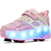 HUSK'SWARE Rollschuhe 4 Rollen mit Bremse & Auto-Knopf, Farbwechsel-Leuchte, (LED-Beleuchtung mit Farbwechsel – Cool & Auffällig), Verstellbarer Klettverschluss – Fester Sitz & Individuelle Passform