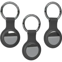 EAZY CASE Schlüsselanhänger 3er Set Silikon Anhänger kompatibel Apple AirTag, Airtags Hülle mit Silikon Rand Weich Tracker Karabiner Grau