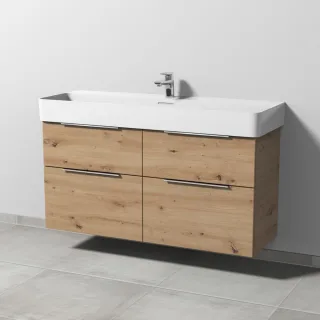 Sanipa 3way Waschtischunterbau zu Laufen VAL Waschtisch mit 4 Auszügen, Eiche Natural-Touch UM82585