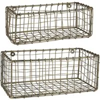 Ib Laursen Dekokorb Ib Laurrsen - 2er Set Wandkorb Hängekorb Korb Metall Goldfarben