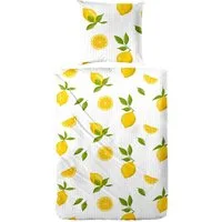 Primera Bettwäsche Primera Soft-Seersucker Bettwäsche 135x200 Zitronen weiß 213073-015, Soft-Seersucker, 2 teilig, duftig leicht und hautsympatisch