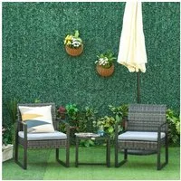 Outsunny Sitzgruppe Gartenmöbel mit Kissen Garten, (Balkonmöbel Set, 3-tlg., Rattan Gartenmöbel Set), 2 Stühlen mit 1 Tisch