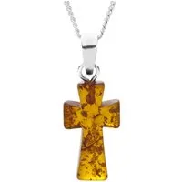 OSTSEE-SCHMUCK Kette mit Anhänger Ostsee-Schmuck Kette mit Anhänger Kreuz 28 x 16 mm (2-tlg)