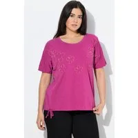 Ulla Popken T-Shirt T-Shirt Blüten Oversized Rundhals Langarm Saumband
