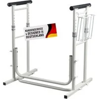 Duke-Handel WC-Aufstehhilfe Alltagshilfe mit Ablagekorb, belastbar bis 130 kg, höhenverstellbar, einfache Montage, Maße: 53,3 x 48 x 61 - 73,70cm