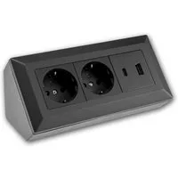ChiliTec Aufputz-Steckdose 2-fach Steckdosenblock USB-A&C schwarz 250V~/ 16A