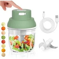 TUWENA Zwiebelhacker Zwiebel Zerkleinerer, 250ml Wiederaufladbarer Mixer mit 3 Klingen, Minimixer Elektrisch Geeignet für Gemüse, Obst, Zwiebeln, Fleisch