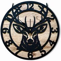 ORNAMENTI Wanduhr Wanduhr rustikal, skandinavisch, alpenländischer Stil, Hirsch, holz (hingucker Wanduhr, Handmade, ohne Ticken, Wanddeko, 3 Größen)