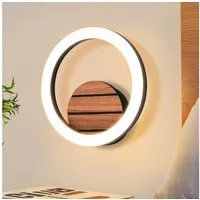 Nettlife LED Wandleuchte Innen 17/20cm modern für Flur 3000K 6/7W rundes Design in Holzoptik, LED fest integriert, Warmweiß, für Treppenhauslampe Küchenlampe Schlafzimmerlampe Wohnzimmerlampe