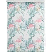 Seitenzugrollo Rollo Klemmfix, ohne Bohren, blickdicht, Flamingo - Rosa Grün, LICHTBLICK ORIGINAL, blickdicht, freihängend, Klemmfix