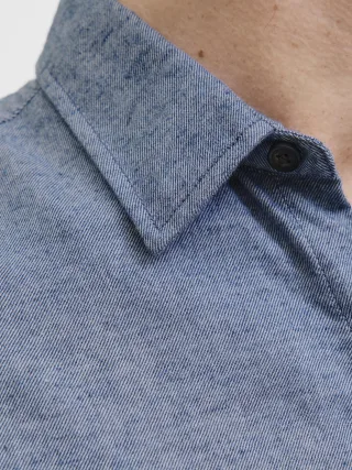 JACK&JONES - JJECLASSIC MELANGE SHIRT L/S NOOS Faded Denim - Gr. - S