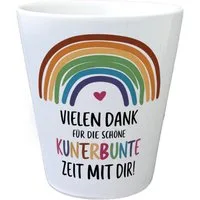 speecheese Blumentopf Vielen Dank für die kunterbunte Zeit Blumentopf mit Regenbogen
